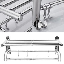 Towel Rack Bathroom Hotel Rail Holder Stainless Steel Wall Mounted Storage Shelf