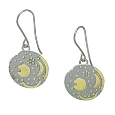 Sky Disc By Nebra Earrings 925 Silver Gold Plated Symbol Jewelry NEW
