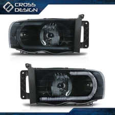 FIT FOR 02-05 DODGE RAM 1500 2500 3500 LED BLACK HOUSING AMBER CORNER HEADLIGHT