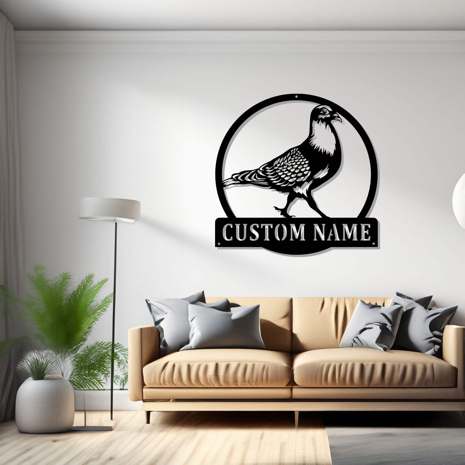 Custom Pigeon Metal Wall Art, Personalized Pigeon Name Sign Decoration For Room,