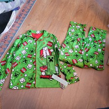 NWT Boy's Minecraft 2 Piece Pajama Set Sz. XS 4/5 NEW Green