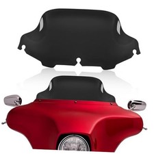 Black 8" Motorcycle Wave Windshield Windscreen Compatible for 1996-2013 Harley