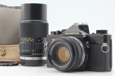 Two Lens Exc 5 Olympus OM-2 BLACK Film Camera 50mm  50-150mm zoom From JAPAN