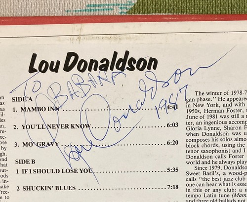 Lou Donaldson LP Sweet Papa Lou 1981 Autographed RVG Idris Muhammad VG/VG - Picture 3 of 3