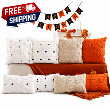 1PC Halloween Throw Pillow Cover Pumpkin Ghost Plush Quilted Home Decor Cushion