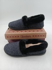 Skechers Cozy Campfire Slippers Womens Black Bright Blossom Faux Fur Size 11