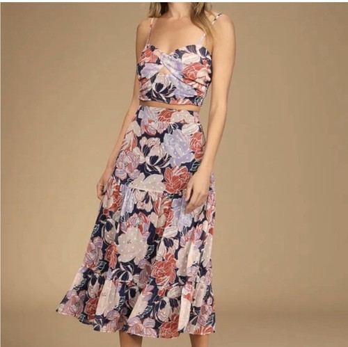 Neu mit Etikett Lulus zweiteiliges Rockset mit Blumenmuster durch die Blumen schwebend Small - Bild 1 von 13