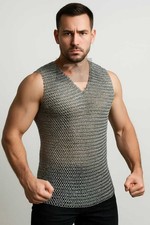 Aluminum Chainmail Shirt   Viking Sleeveless Butted Mail Armor, 10mm Rings
