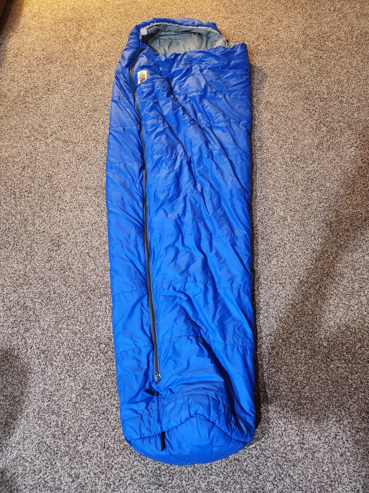 Vintage North Face Down Mummy Sleeping Bag Blue Camping Insualted 80x28 USA