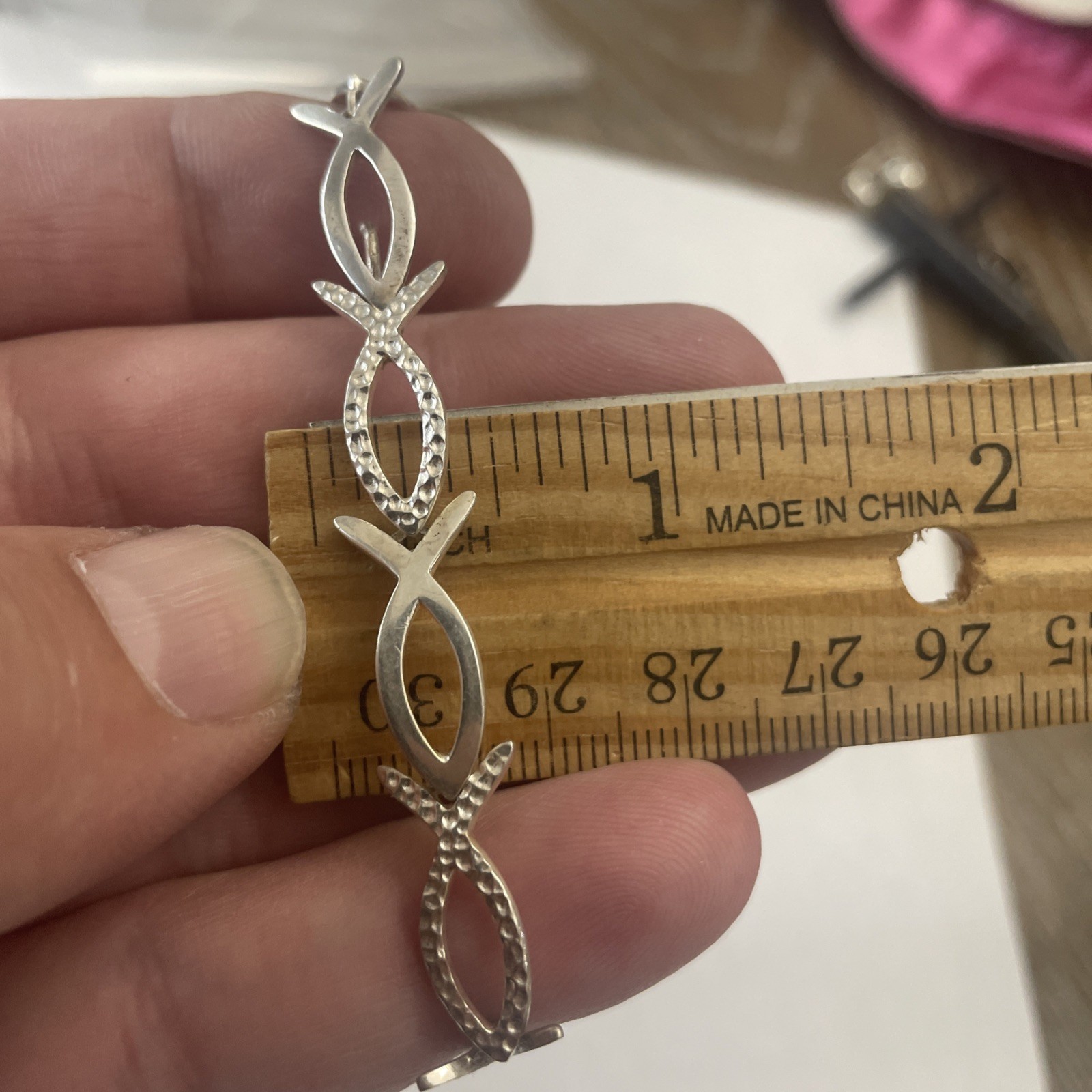 Vintage Solid Sterling Ichthus Fish Infinity Brac… - image 4