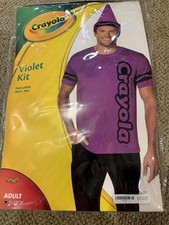Crayola Violet Crayon Costume Halloween Dress Up Kit Shirt  Hat Extra Large