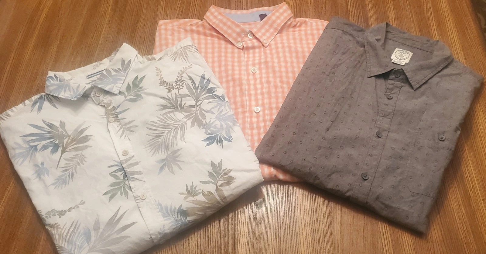 Izod/Voyager/Denim&Flower Button Up Summer Cotton Shirts Mens Size L (#0142)