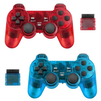 Wireless Controller Set für PS2 | 2er-Pack | Rot Blau