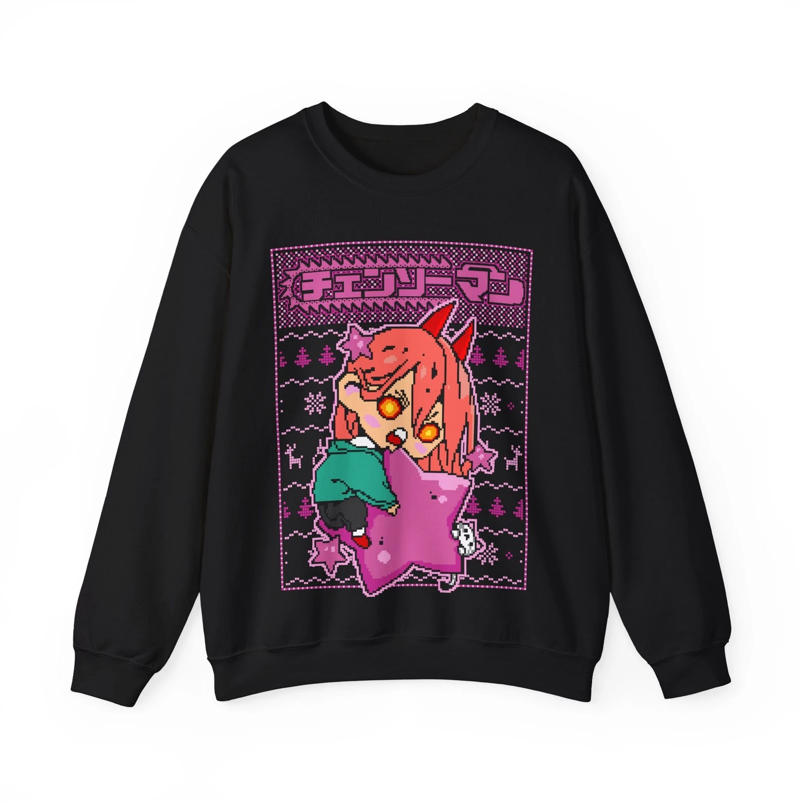 Anime Power Christmas Crewneck Sweatshirt, Cozy Gift for Fans