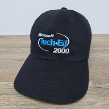 Vintage Microsoft Hat Tech-Ed 2000 Black Adjustable Cap OSFA Unstructured