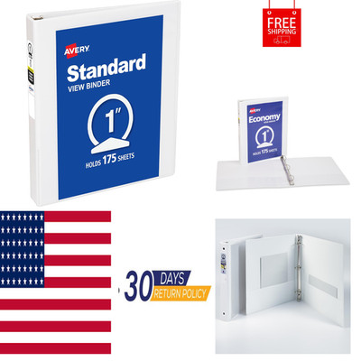 Standard View 3 Ring Binder, 1'' Round Rings, 1 White Binder