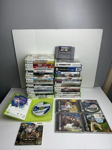 Huge Xbox PS1 SNES Video Game Lot of 43 Games Untested READ