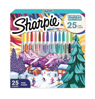 Sharpie Permanent Markers, Fine Point Markers Variety Pack, Assorted Colors, 25
