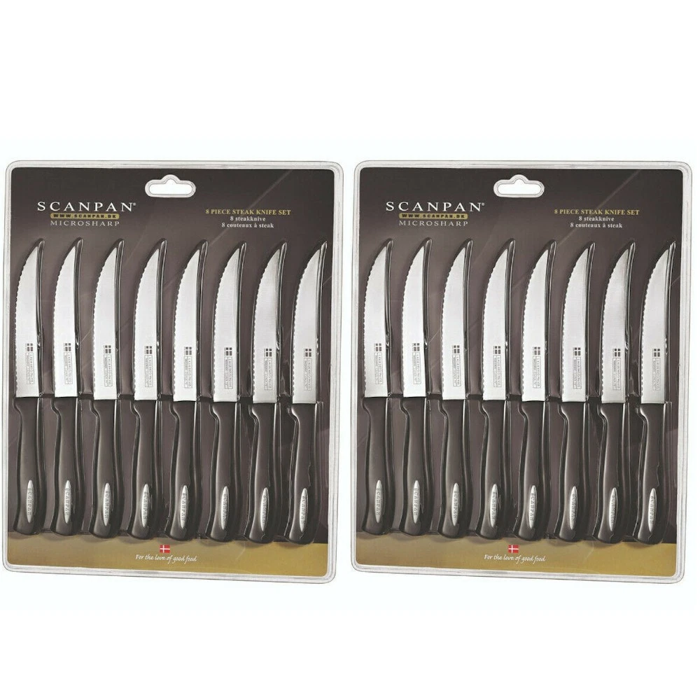Scanpan Microsharp 16pc Steak Knife Set Black 16 Piece