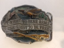 VINTAGE SISKIYOU THE RIGHT TO BEAR ARMS IS THE RIGHT TO BE FREE BELT BUCKLE 1987