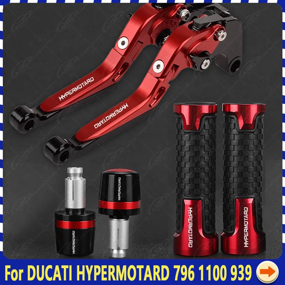 3PCS-Handle Grips Cap Brake Clutch Levers For DUCATI HYPERMOTARD 796 1100 939 - Image 2 of 4