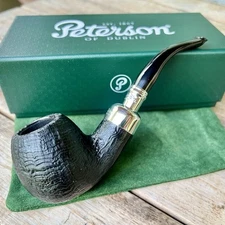 Peterson System Sterling Spigot Sandblasted Bent Apple (B42) P-Lip Pipe - New