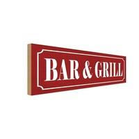 Holzschild 10X27 Cm Bar & Grill Essen Trinken Deko Geschenk Holz Schild
