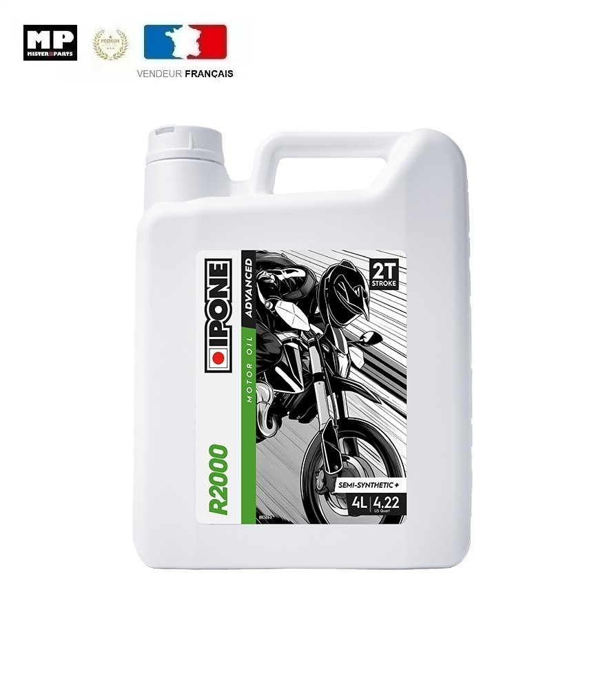 Huile moto 2T IPONE R2000 semi-synthétique lubrifiant scooter 4 litres R2000