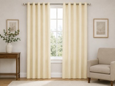 160 West Living Set of 2 Beige Window Curtain Panels 37x84 Grommet Top New
