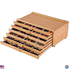 VISWIN Portable 6-Drawer Beech Wood Art Supply Organizer with Removable Dividers