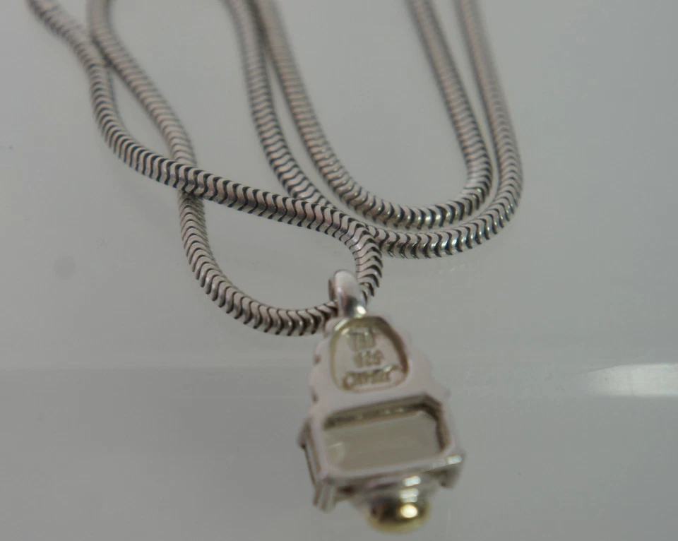 LAGOS Caviar Light Smoky Topaz 925 Silver 750 GOLD Vintage Glacier Pendant - Image 2 of 4