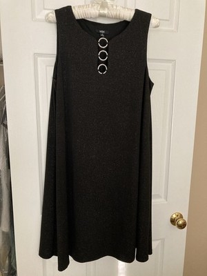  The little black dress  by MSK Sleeveless Shimmery Black Three Ring Shift Dress