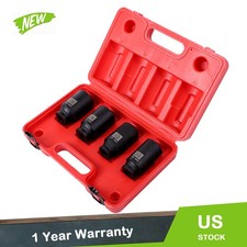 4pcs Sleeve 12 Point 12 Drive Deep Spindle Axle Nut Socket Set 30-36mm