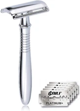 Classic 3-Piece Metal Double Edge Eco Safety Razor Long Handle Wet Shaving Kit f