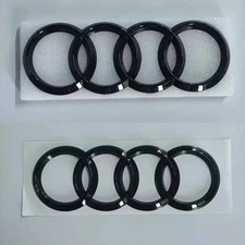 Audi 4-ring Logo Abs Silverblack Car Hood Front Bonnet Grill Rear Trunk Emblem