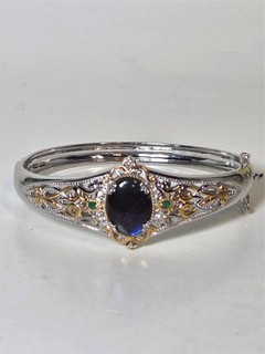 STERLING SILVER BRACELET OVAL OPAL STYLE? SIGNED nk 925 1 OZT 6 IN