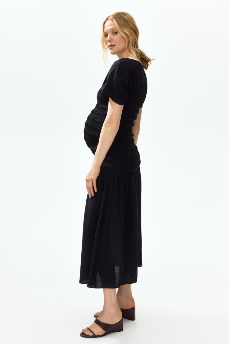 Nwt H&M Mama Smocked-Detail Dress