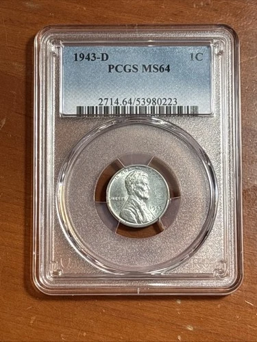 1943-D LINCOLN CENT MS64 UNCIRCULATED STEEL PENNY