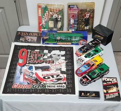 Lot of 12 John Force Castrol GTX Mixed Items / Cars Semi Figures Book VHS Pinset