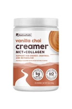 NativePath Vanilla Chai Collagen Coffee Creamer with MCT Oil, 20 Servings