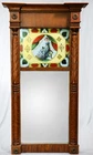 Antique Federal Eglomise Wall Mirror Reverse Paint Tablet Actress c1840 Mahogany