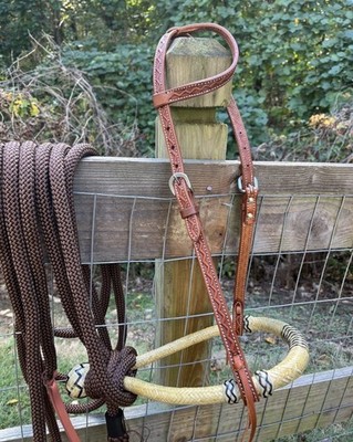 Bitless Hackamore Rawhide Bosal Mecate Complete Set New Horse Tack