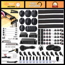 192 PCS Cable Management Kit - Wire Organizer Sleeve, Cord Clips, Cable Ties S