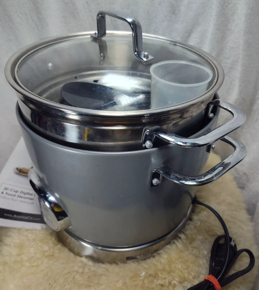 AROMA GOURMET DIGITAL RICE COOKER MULTI FOOD STEAMER 20 CUP ARC-790SD-1NG - Image 4 of 4