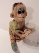 Vintage Steiff Multicolor Mohair Mungo Monkey with Long Tail and Blue Eyes