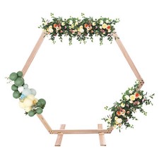 Wood Wedding Arch, 7.6 7.4ft, DIY-Friendly, Hexagon Design, Durable Natural
