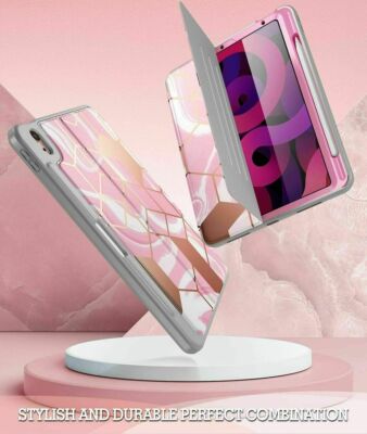 iPad Air 4 2020 Tablet Case Smart Shell Folio Leather Stand Cover Marble Pink