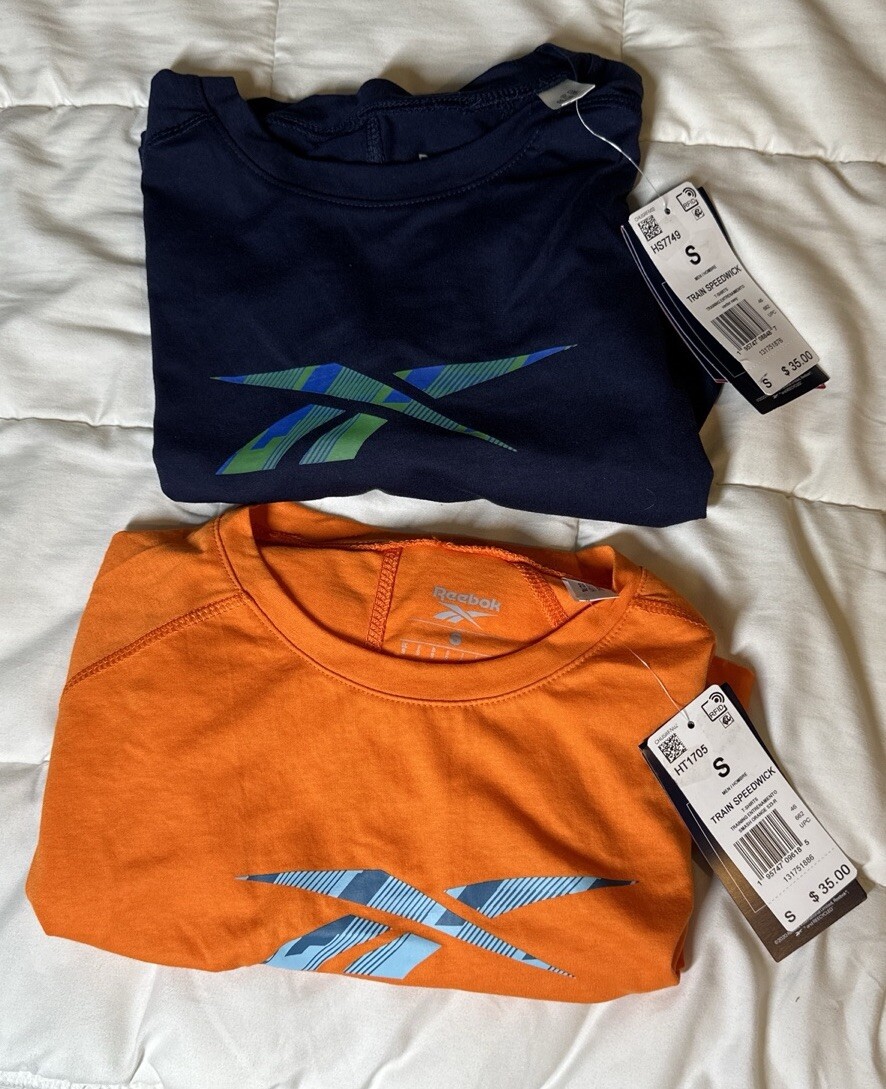 Reebok Train Speedwick Men's Orange/Blue T-Shirt Size Small New