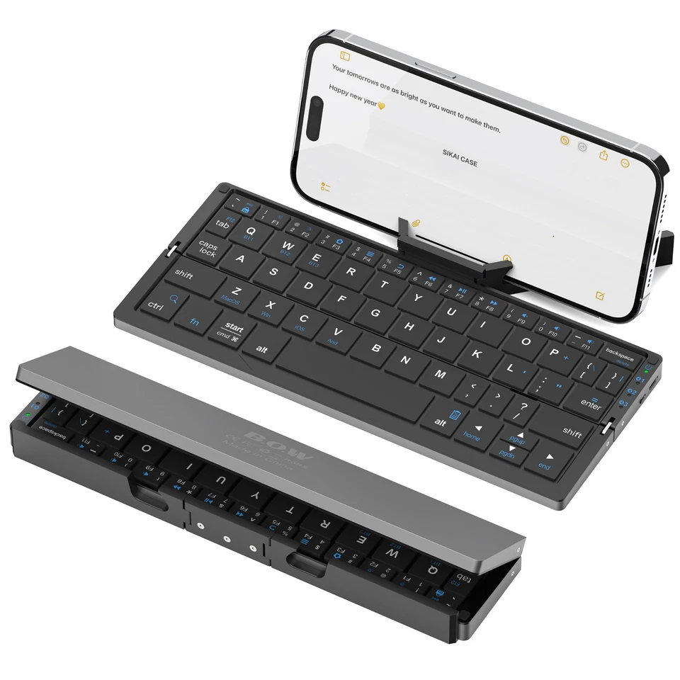 Mini Teclado Plegable de Aleación de Aluminio con Soporte Magnético para Tablet iPad Teléfono - Imagen 2 de 4