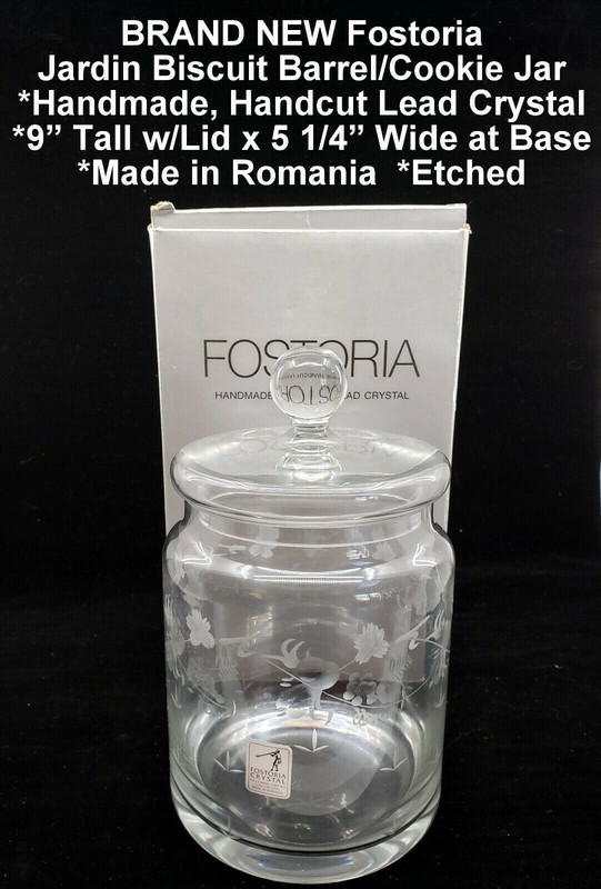 BRAND NEW FOSTORIA JARDIN BISCUIT BARREL   COOKIE OR CRACKER JAR